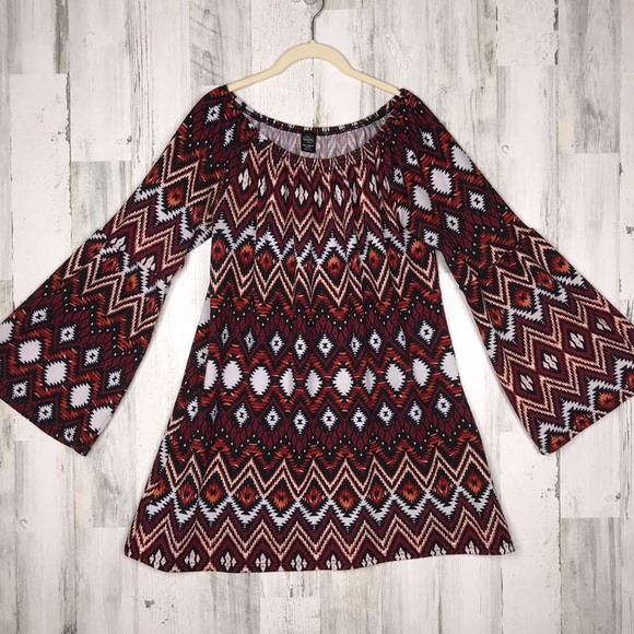 WinWin Tops - Boho autumn bell sleeve tunic dress L - XL